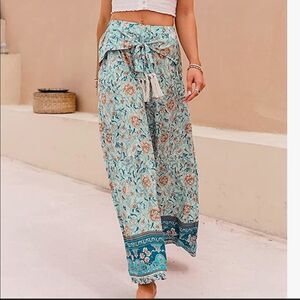 NEW Boho Floral Wide Leg Pants
